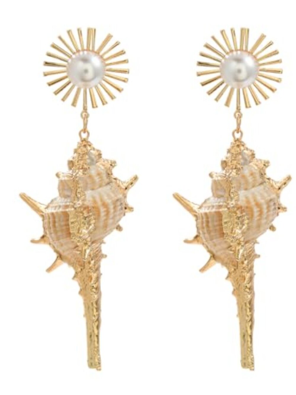 Fashion Sea Conch Dangle Drop Stud Earsing for Women Ocean Shell Snail Pearl Sun